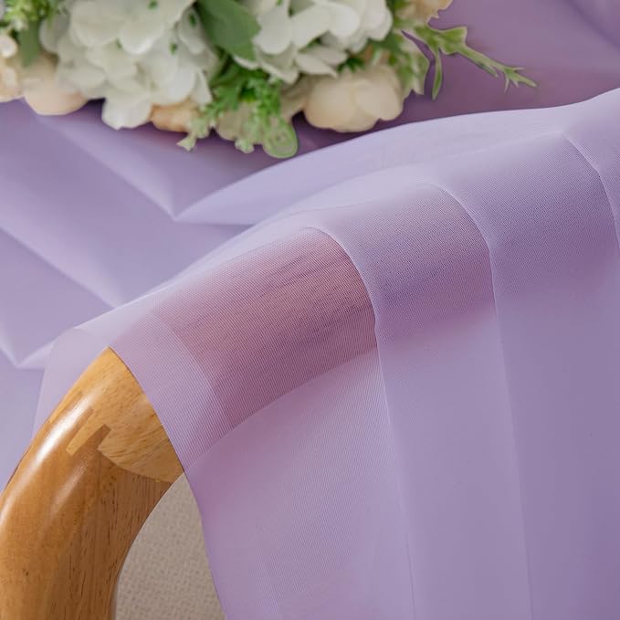 Chyhomenyc Lilac Sheer Curtains 63 Inch Length 2 Panels, Light Filtering Airy - Image 2