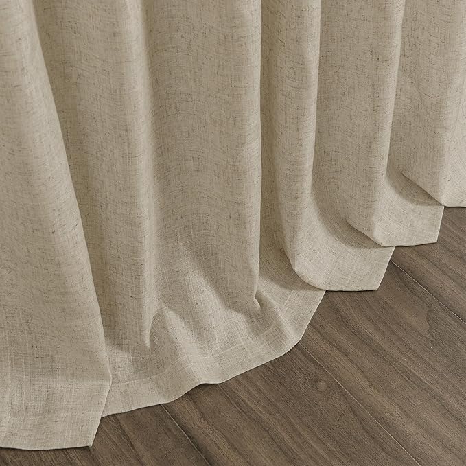 Eggshell Beige Linen Curtains for Living Room 98 Inches Long Light Filtering - Image 9