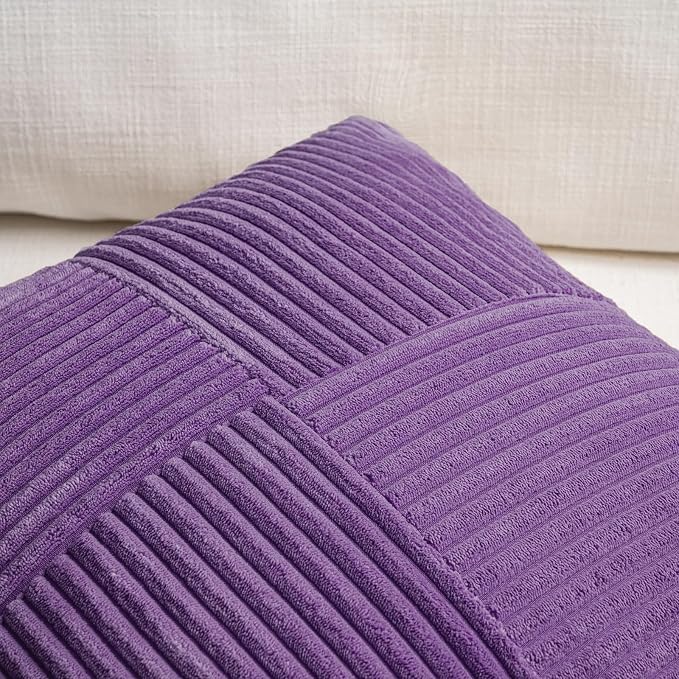 Fancy Homi 2 Packs Purple Decorative Throw Pillow Covers 20x20 Inch - Image 3