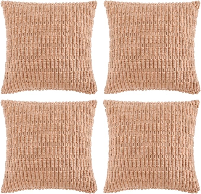 Fancy Homi 4 Packs Peach Decorative Throw Pillow Covers 20x20 Inch by Fancy+Homi