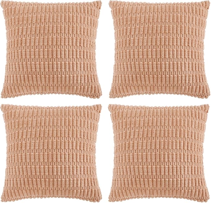 Fancy Homi 4 Packs Peach Decorative Throw Pillow Covers 22x22 Inch by Fancy+Homi
