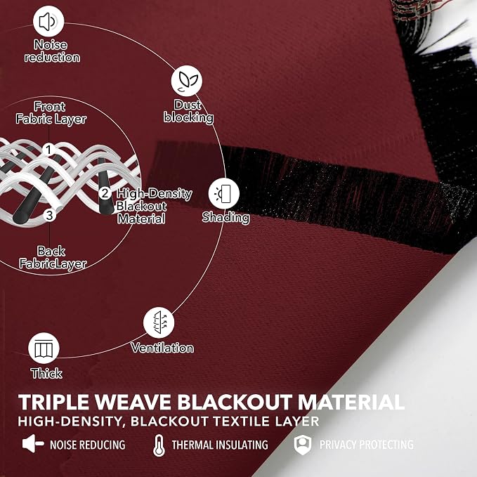 Deconovo Blackout Curtains for Living Room Thermal Insulated Back Tab and Rod - Image 3