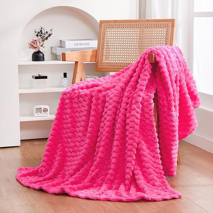 Puncuntex Hot Pink Throw Blanket 50"×60" inches Gifts by Puncuntex