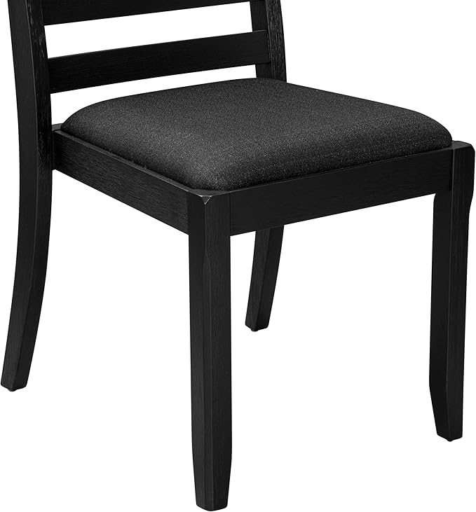 East West Furniture LGX17-BLK-24 -7 Piece Dining Set Includes a Rectangular Kitchen Table with Black Tabletop and 6 Stackable Polyester Fabric Chairs, Black