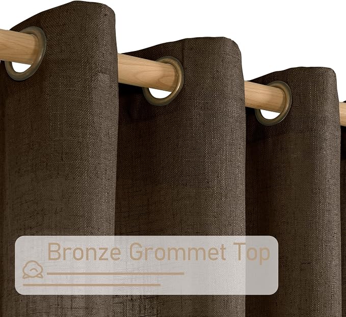 LAMIT Brown Linen Curtains 48 Inch Length - Image 4