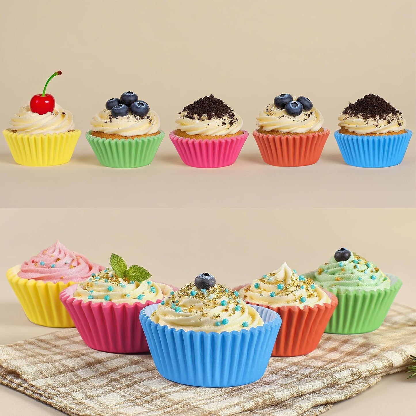 2 inch 1000-Count Mini Cupcake Liners Bright Colorful Muffin Baking Cups, Odorless,Baking Paper Cups for Baking Candy Cooking，Upgraded & Food Grade Grease-Proof Paper(Rainbow, 2 Inch)