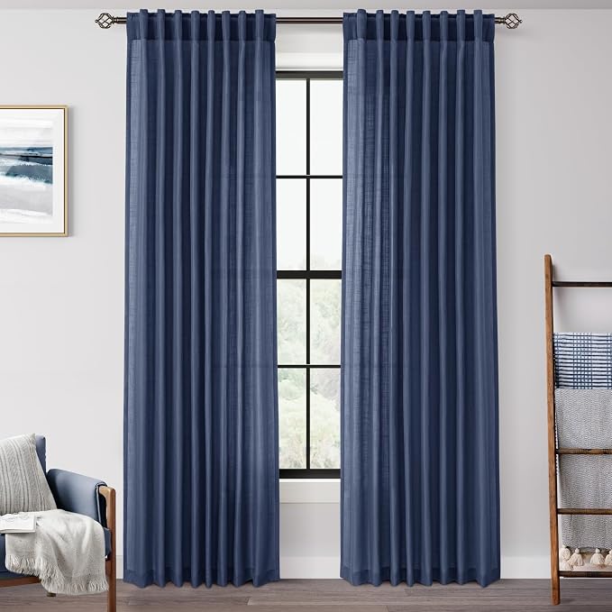 Navy Blue Curtains 120 inch Length by Jolilight