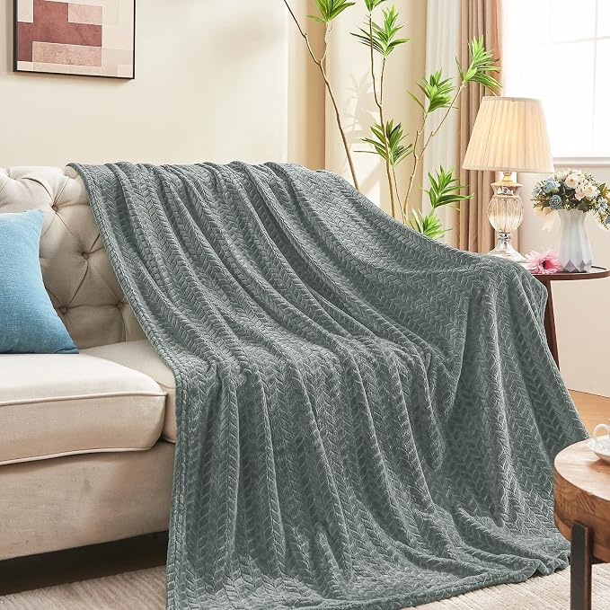 inhand Grey Fleece Twin Blanket, Super Soft Flannel Cozy Blankets by inhand