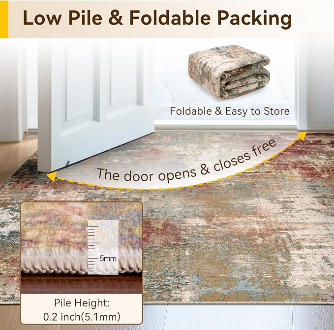 Washable Area Rugs 2'x3' Non-Slip Modern Abstract Soft - Image 5