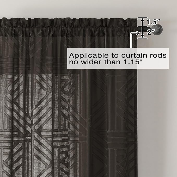 Simplebrand Chocolate Semi Sheer Curtains 63 Inch Length 2 Panels, Light - Image 4