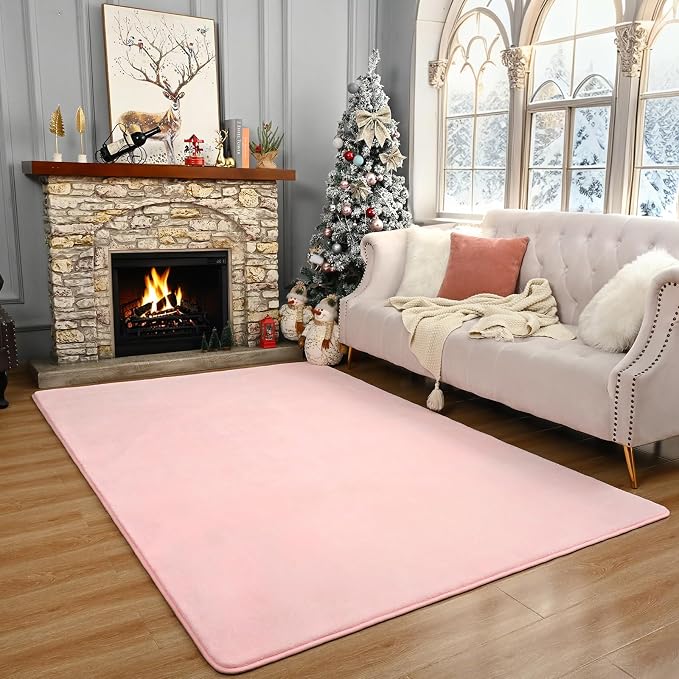 Amearea Modern Area Rugs for Bedroom Living Room, 4x6 Feet Pink Thickened - Image 6