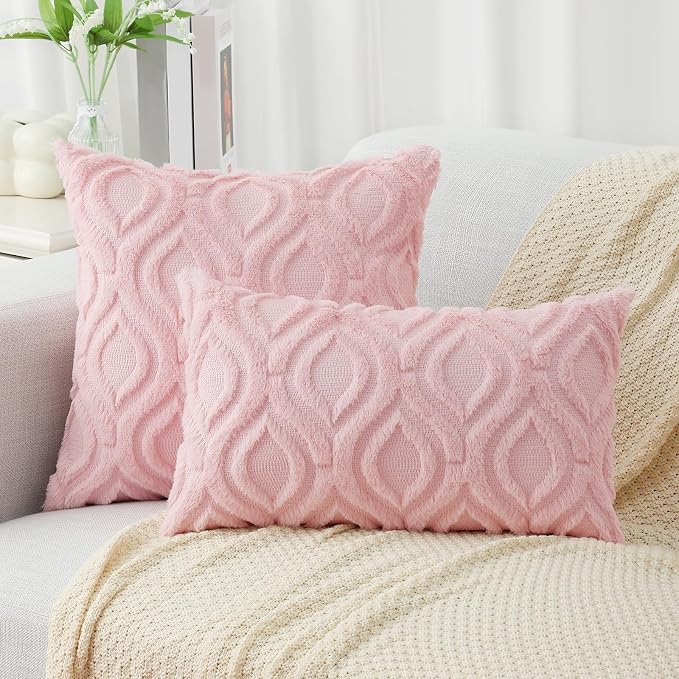 decorUhome Summer Throw Pillow Covers 16x16 Inch Set of 2, Soft Plush Faux Wool - Image 7