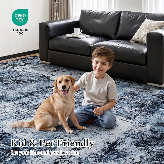 Rugflix 9x12 Area Rugs for Living Room, Washable Large Rug Stain-Resistant Low - Image 6