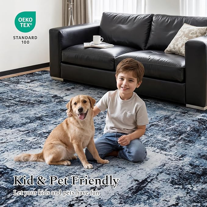 Rugflix 5x7 Area Rugs for Living Room, Washable Large Rug Stain-Resistant Low - Image 6