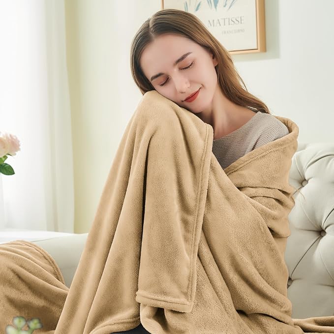 BEDELITE Fleece Blanket Light Camel Throw Blankets - Image 2