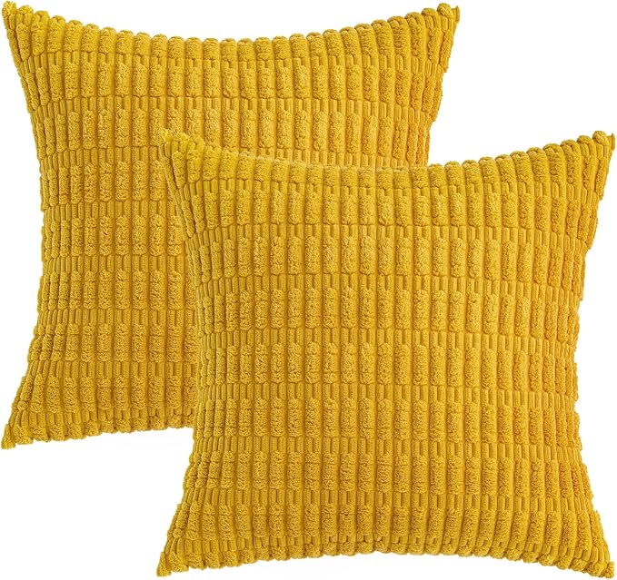 MIULEE Pack of 2 Corduroy Decorative Euro Sham Throw Pillow Covers 22x22 Inch - Image 6