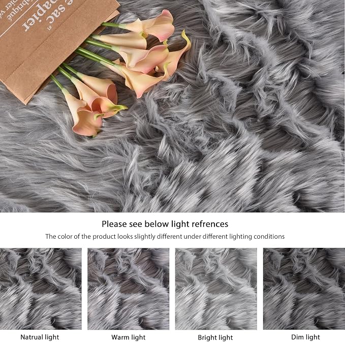 ORINOVA Gray Furry 5x7 Area Rugs - Image 7