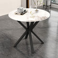 Round Marble Dining Table for 2-4 with Metal Legs, 31.5 Inch Modern Small Sintered Stone Kitchen Table for Kitchen Dining Room (White)