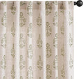 jinchan Linen Floral Curtains for Living Room 96 Inch Length Green Flower by JINCHAN