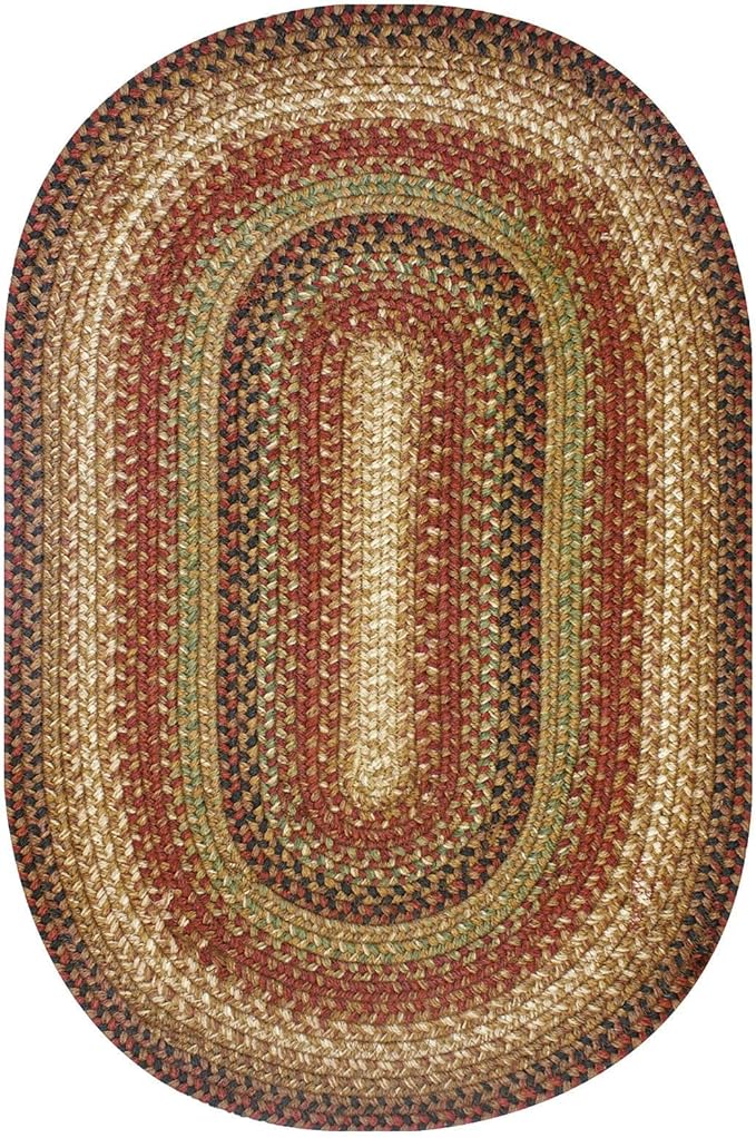Homespice Gingerbread Jute Brown 8x10' Braided Oval Area Rugs for Living Room, Bedroom and Dining Room. Pet Friendly. Decor Styles- Farmhouse Rug, Rustic, Vintage, Primitive, Country, Boho Rug