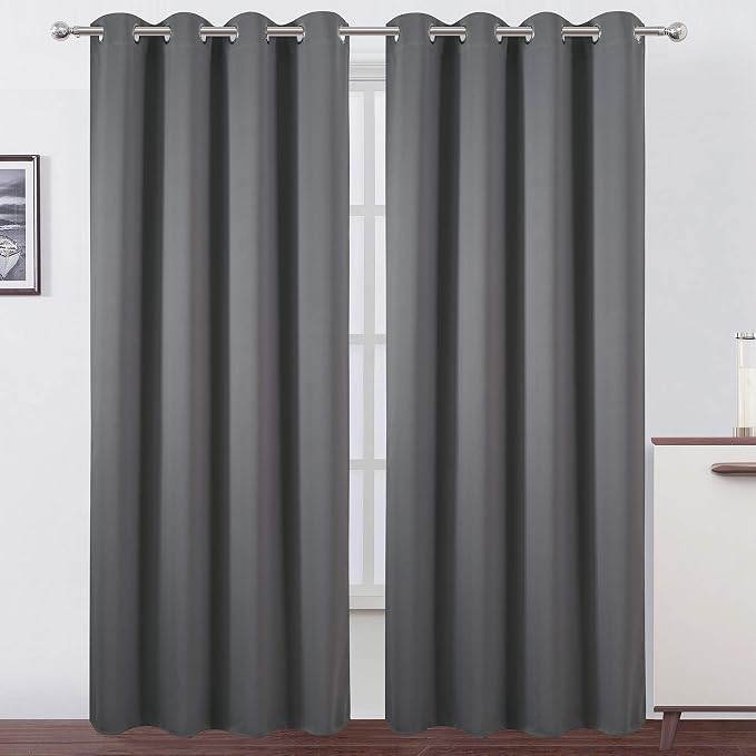 LEMOMO Grey Blackout Curtains/52 x 108 Inch/Set of 2 Panels Thermal Insulated by Lemomo