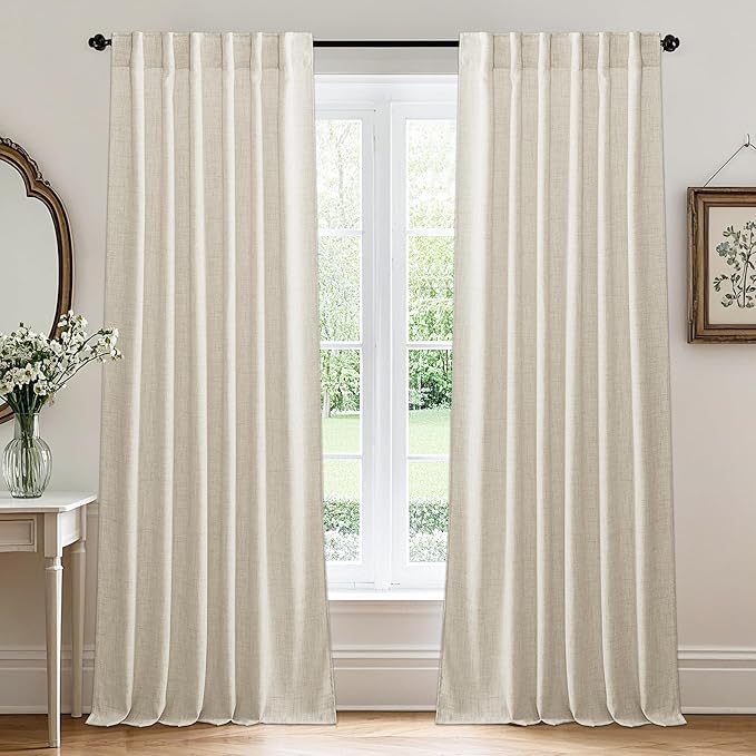 RYB HOME Living Room and Dining Room Curtains and Drapes Linen Sheer, Light by RYBHOME