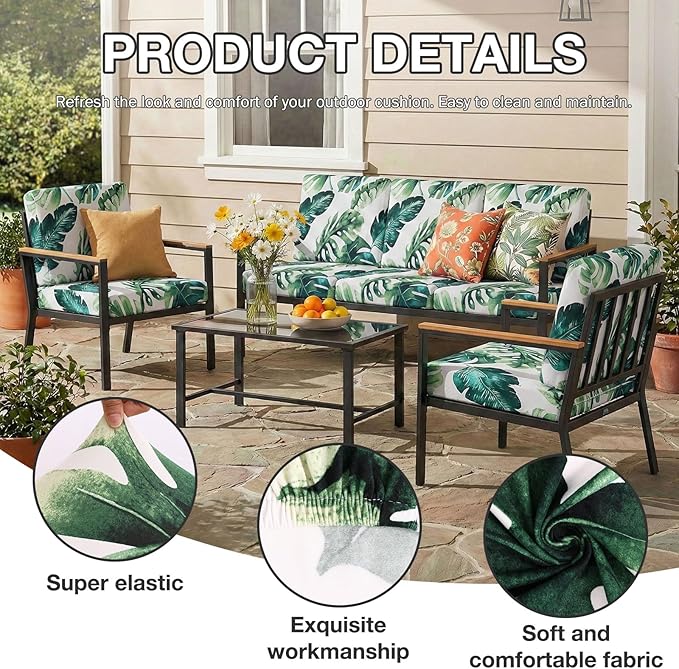 hyha 8Pcs Patio Cushion Covers, Stretch Outdoor Couch Cushion Covers, Washable - Image 3