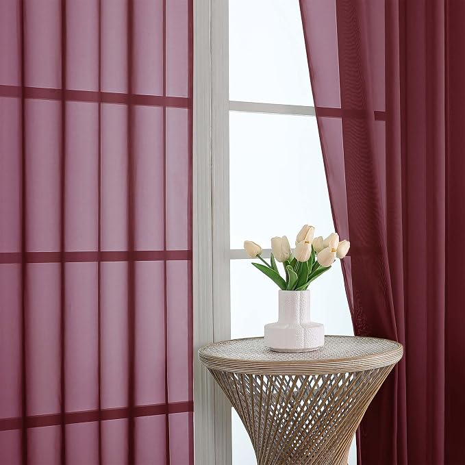 OWENIE Sheer Curtains 2 Panels Set - Image 3