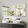 72x32 Inch Silver Bathroom Mirror for Wall, Thick Metal Framed Rectangle Mirrors for Over Sink, Bedroom, Living Room, Entryway, Anti-Rust, HD Tempered Glass