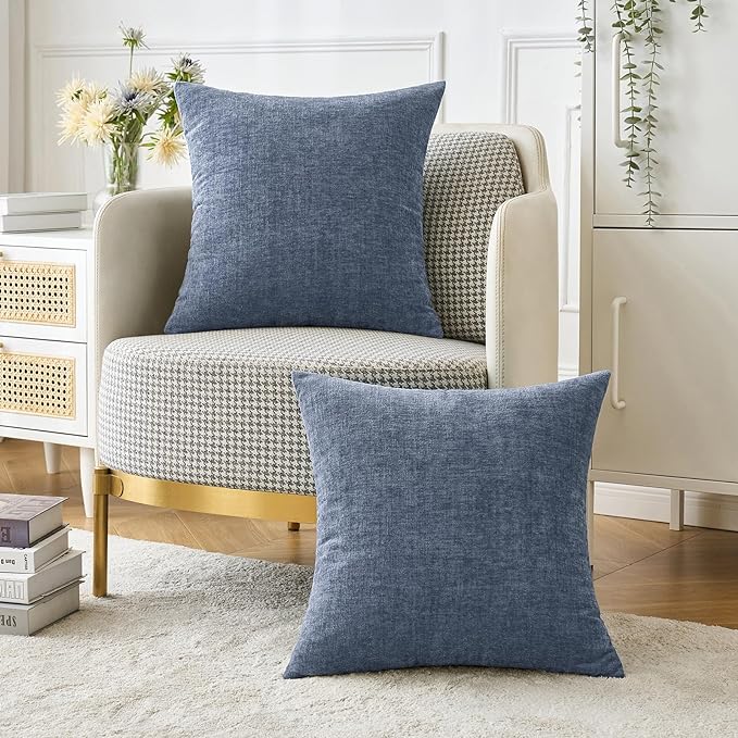MIULEE Pack of 2 Couch Throw Pillow Covers 16x16 Inch Soft Dark Grey Blue - Image 5