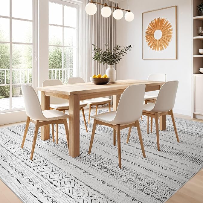 Nakagishi Area Rugs 8x10 Living Room: Washable Boho Large Neutral Soft - Image 8