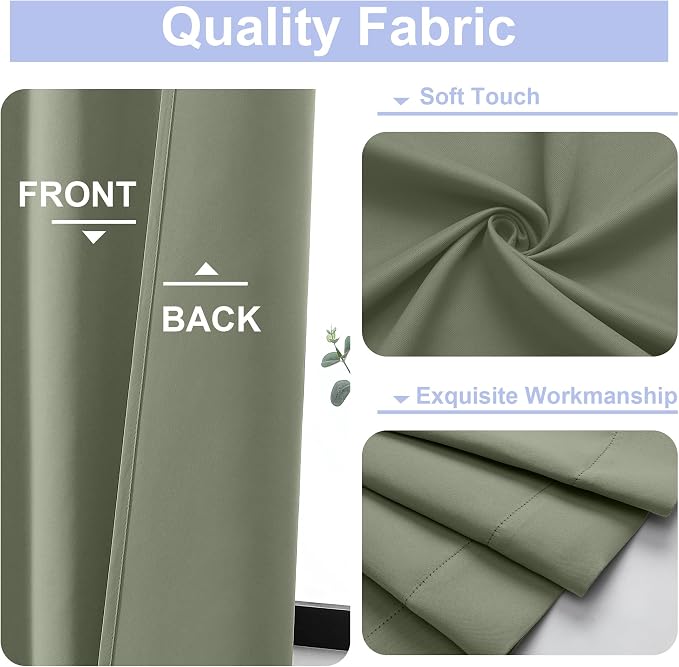 Simplebrand Ava Sage Green Short 36 Inches Blackout Curtain 2 Panels Set - Image 3