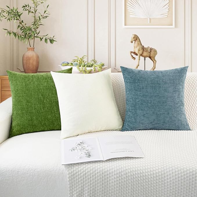 CaliTime Throw Pillow Covers Decorative 26 X 26 Inches Pack of 2 Cozy Chenille - Image 5