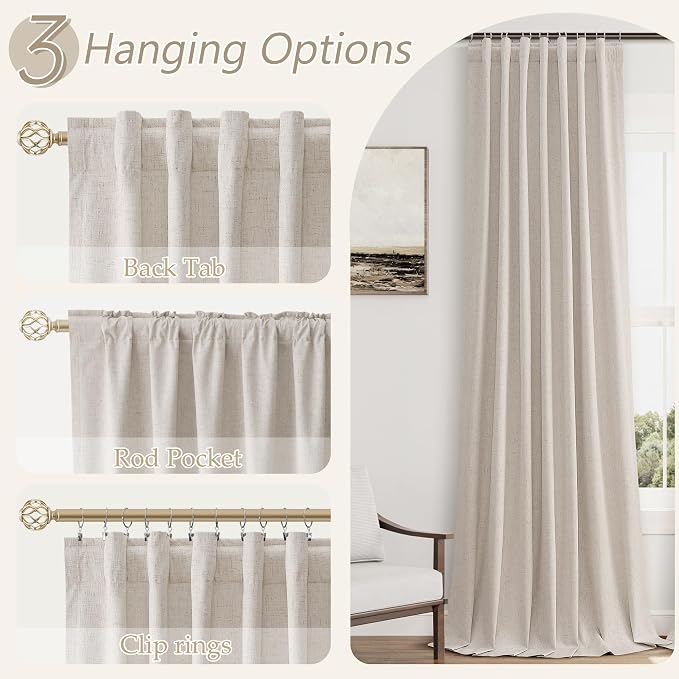 Guken 100% Blackout Curtains 120 Inch Length 2 Panels Set - Image 6