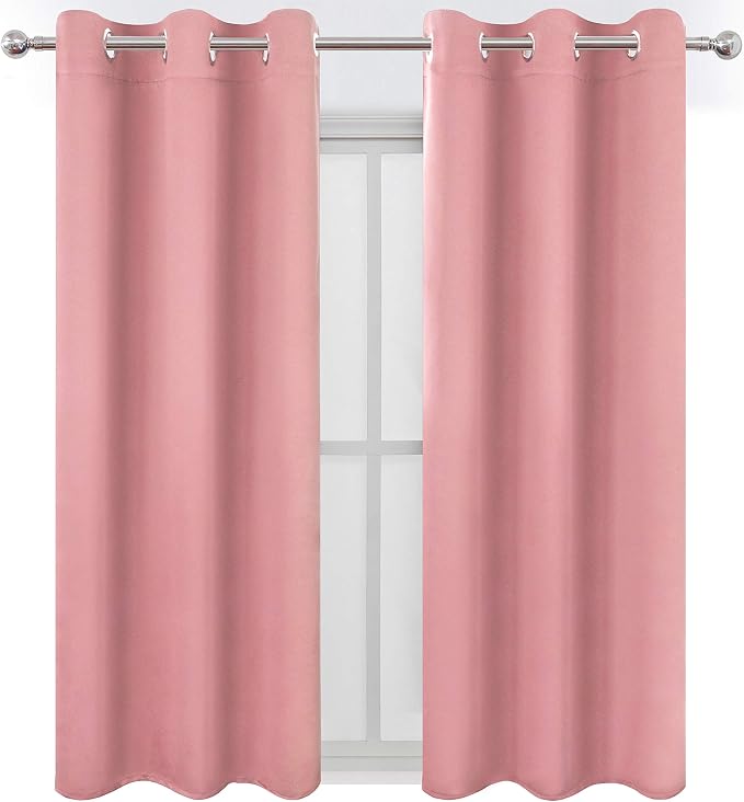 LEMOMO Pink Blackout Curtains 34 x 63 Inch Length/Set of 2 Curtain - Image 2