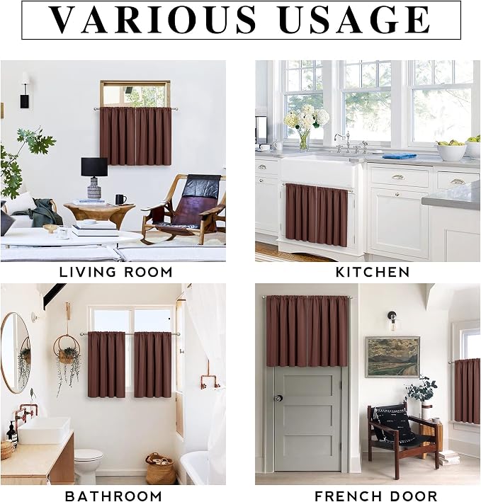 RYB HOME Kitchen Blackout Curtains Over Sink 36 inch Length, Rod Pocket Summer - Image 7
