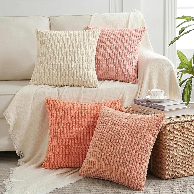 Fancy Homi 4 Packs Boho Blush Pink Big Decorative Throw Pillow Covers 24x24 Inch by Fancy+Homi