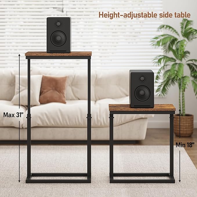 TUTOTAK End Table, Side Table, Tall Couch Table, Sofa Table, Living Room, Bedroom, Brown TB01BB0832