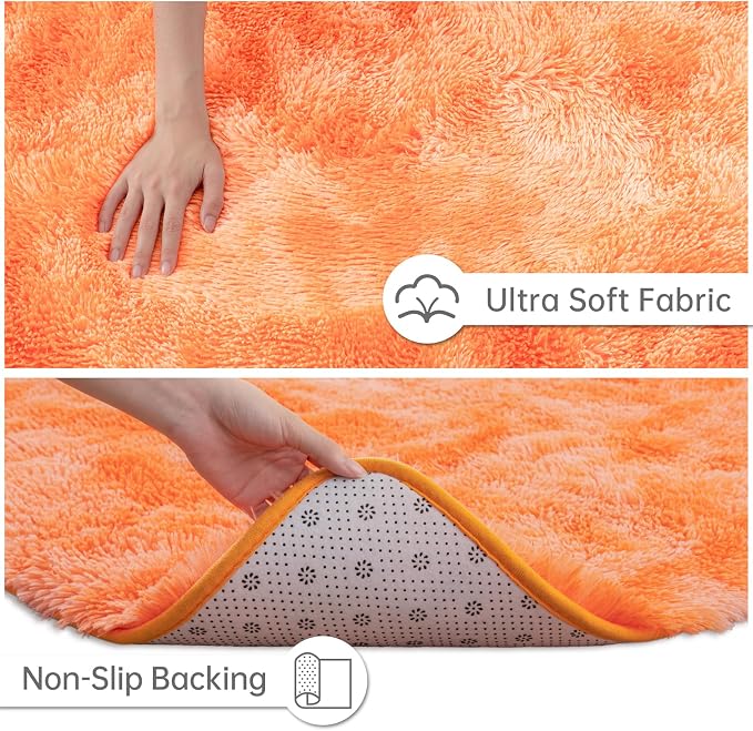 Goideal Fluffy Rug for Bedroom Living Room, 5x7 Orange Area Rugs, Faux Fur Shag - Image 6