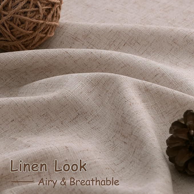 Oatmeal Linen Curtains 108 Inches Long 2 Panels Set - Image 5