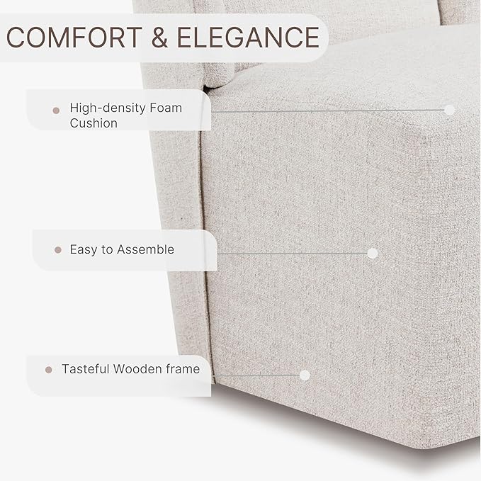 Upholstered Dining Chair with Casters Wingback Modern Side Armless Deskchair with Rollers for Diningroom Bedroom Livingroom Reading Room,Linen,4 Box