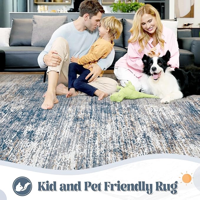 6x9 Area Rugs for Living Room, Washable Modern Abstract Large Area Rug Neutral - Image 3