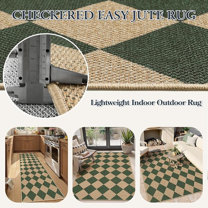 Lahome Colette Checkered Outdoor Rug 5x7, Washable Rug - Image 6