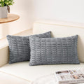 Pack of 2 Corduroy Decorative Throw Pillow Covers 12x24 Inch Soft Striped by Unknown