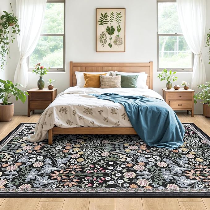 6x9 Area Rugs for Living Room: Floral Washable Rug Vintage Large Soft Boho - Image 3