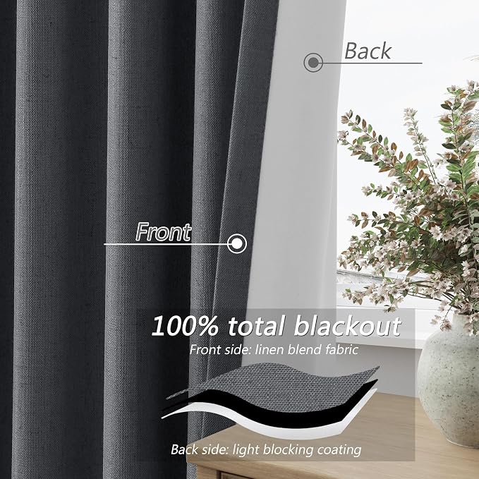Guken 100% Blackout Curtains 84 Inch Length 2 Panels Set - Image 4