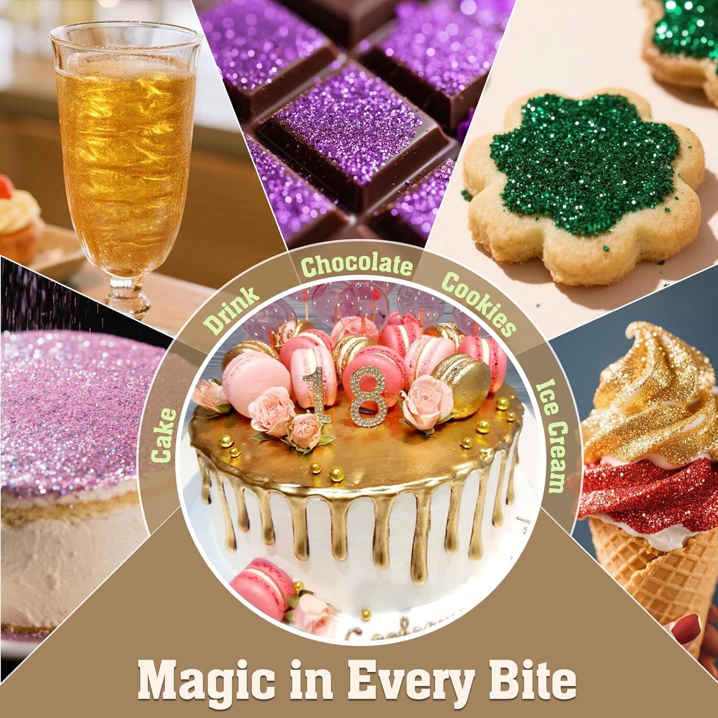 Twisweet Purple Edible Glitter for Drinks, Food Grade 12g Sparkling Sprinkles Cake Decorating Supplies, Edible Luster Dust for Cocktail Beverages, Food Coloring Shimmer Powder for Cupcakes Cookies Cake Decorations