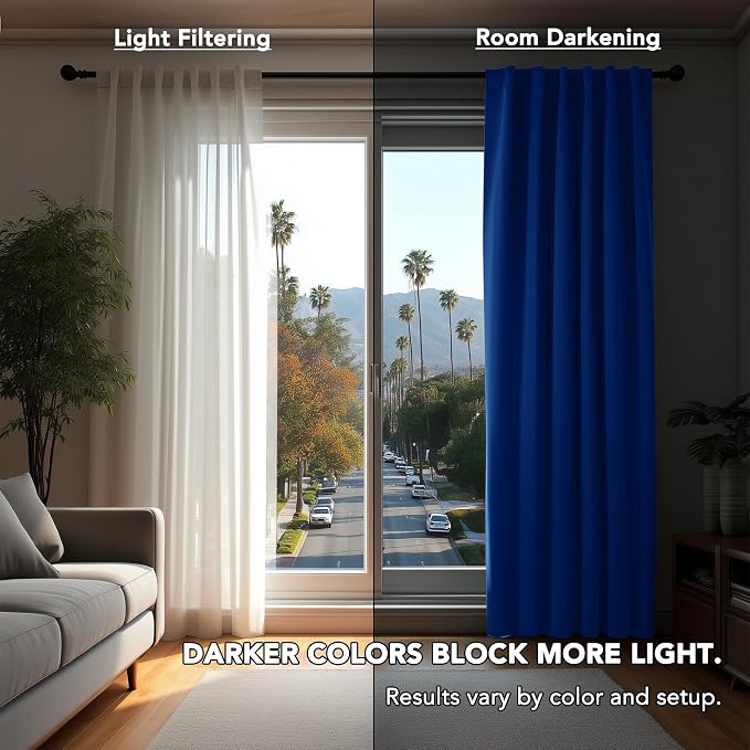Deconovo Blackout Curtains for Kitchen Window Back Tab and Rod Pocket Curtains - Image 3