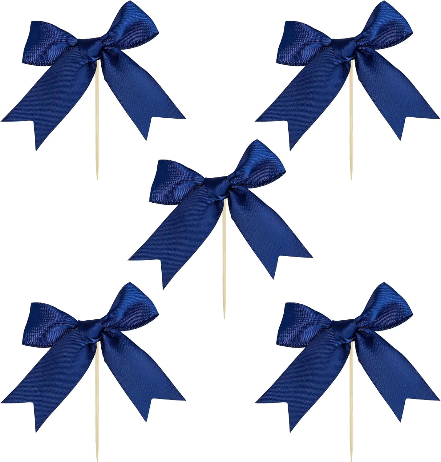 Ephlyn 24Pcs Bow Cupcake Toppers Bowknot Cake Toppers Bow Cupcake Picks Bowknot Birthday Party Decorations for Wedding Bridal Engagement Baby Shower Birthday Party Supplies Dark Blue