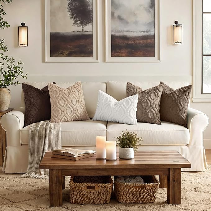 decorUhome Throw Pillow Covers 16x16 Inch Set of 2, Soft Plush Faux Wool Light - Image 3